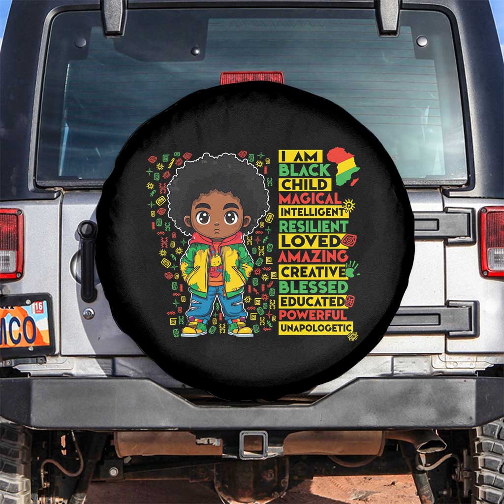 I Am Black Child Spare Tire Cover Afro Boy African American Pride Black History Month