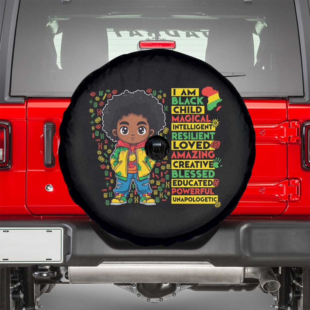 I Am Black Child Spare Tire Cover Afro Boy African American Pride Black History Month