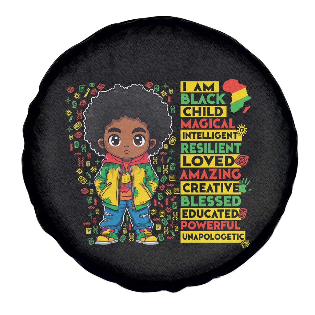 I Am Black Child Spare Tire Cover Afro Boy African American Pride Black History Month