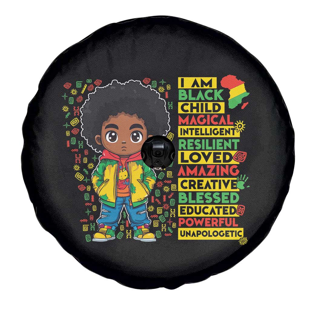 I Am Black Child Spare Tire Cover Afro Boy African American Pride Black History Month