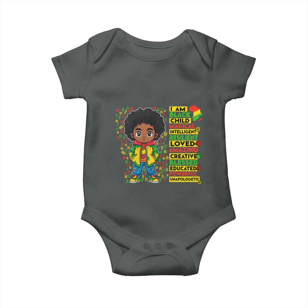 I Am Black Child Baby Onesie Afro Boy African American Pride Black History Month