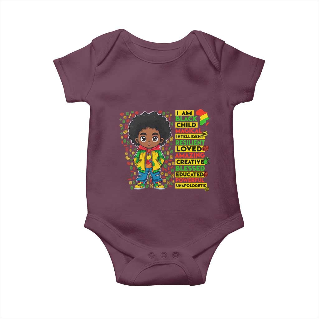 I Am Black Child Baby Onesie Afro Boy African American Pride Black History Month