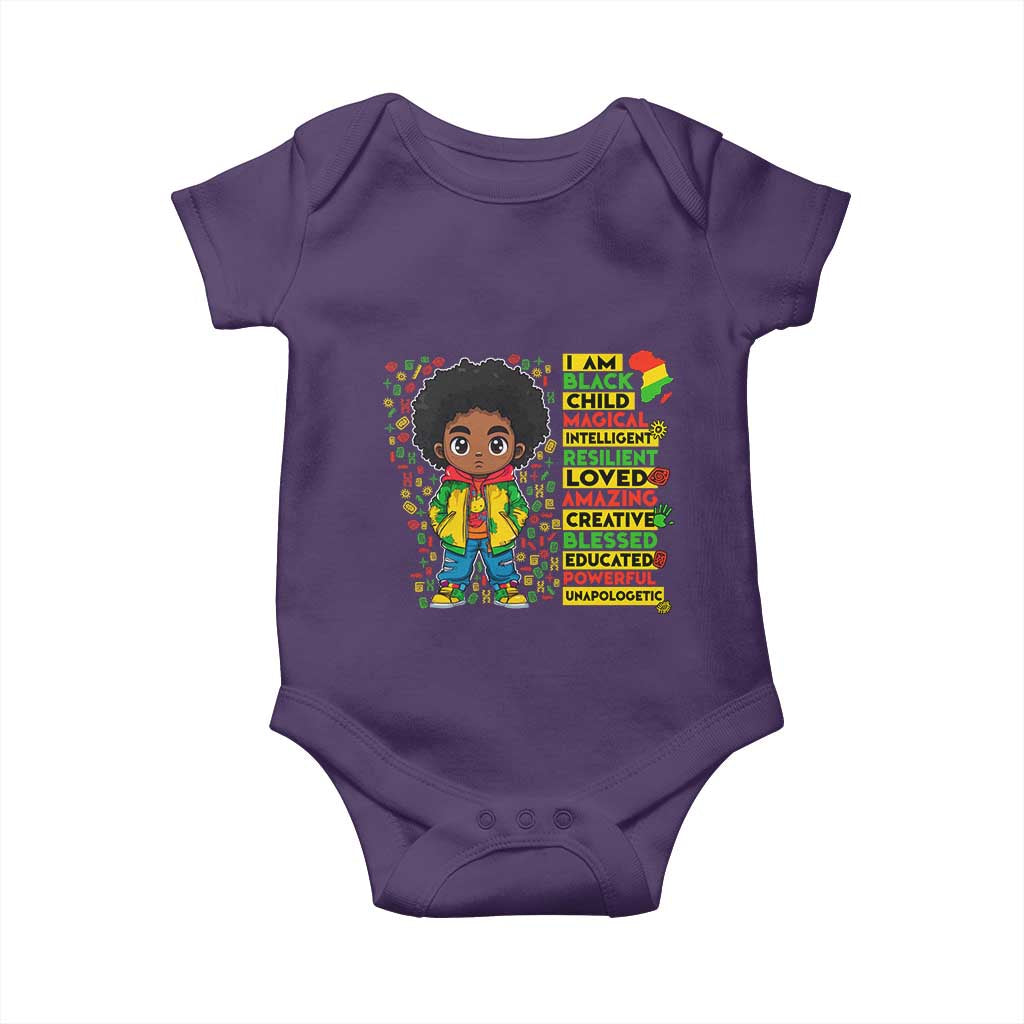 I Am Black Child Baby Onesie Afro Boy African American Pride Black History Month