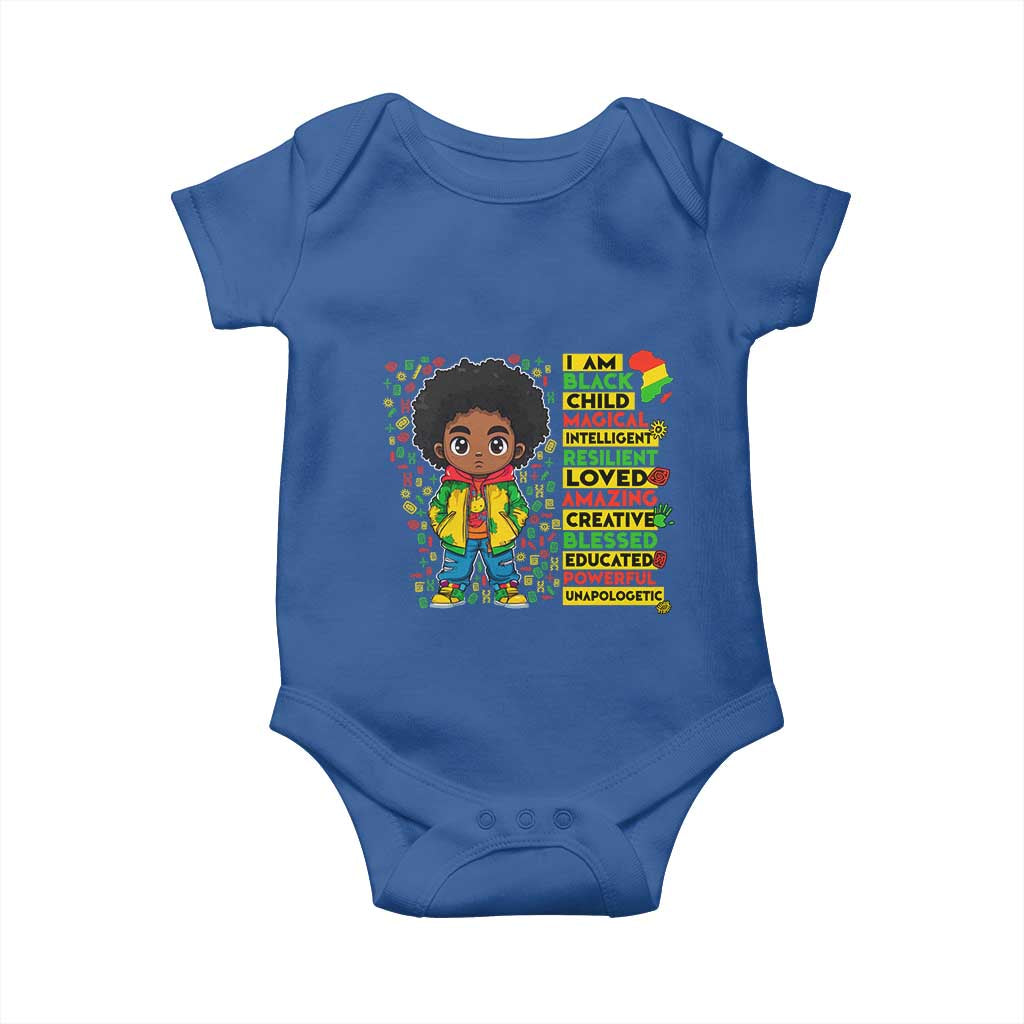I Am Black Child Baby Onesie Afro Boy African American Pride Black History Month