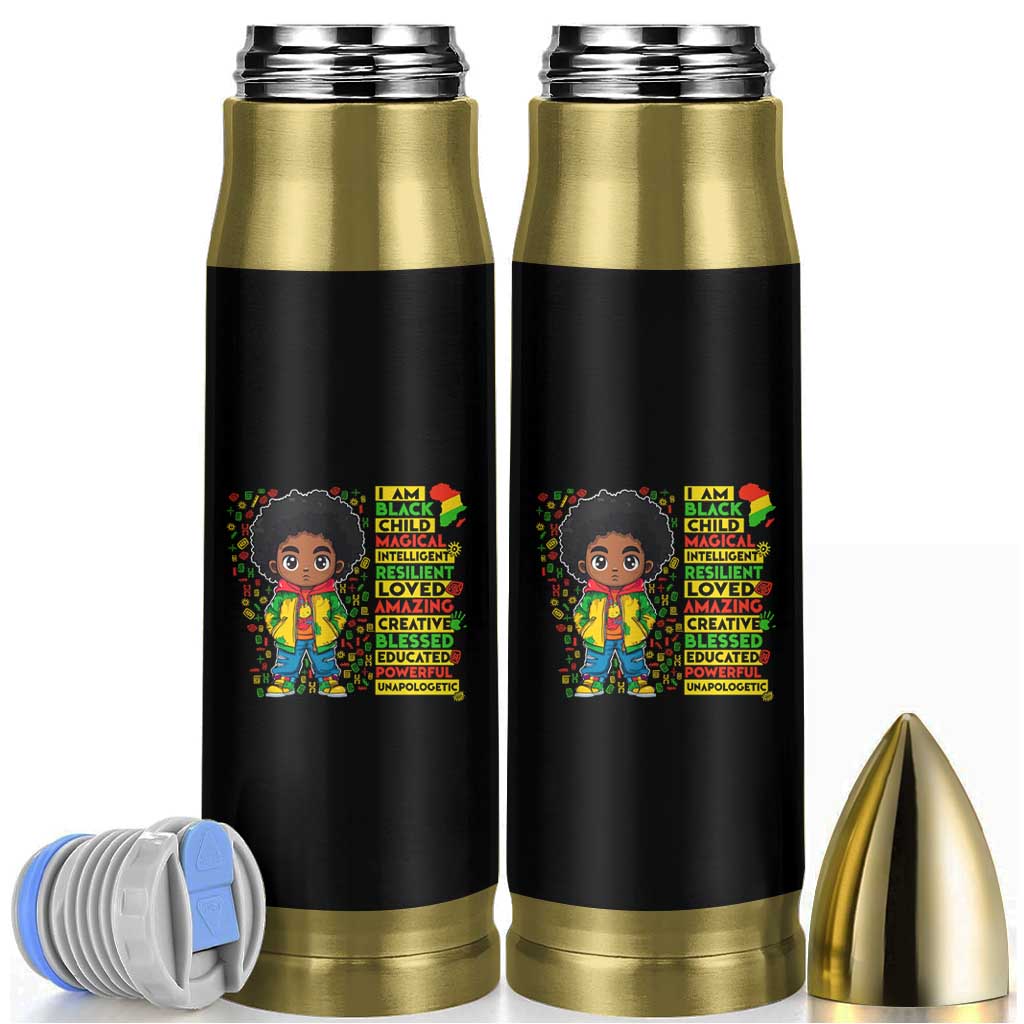 I Am Black Child Bullet Tumbler Afro Boy African American Pride Black History Month