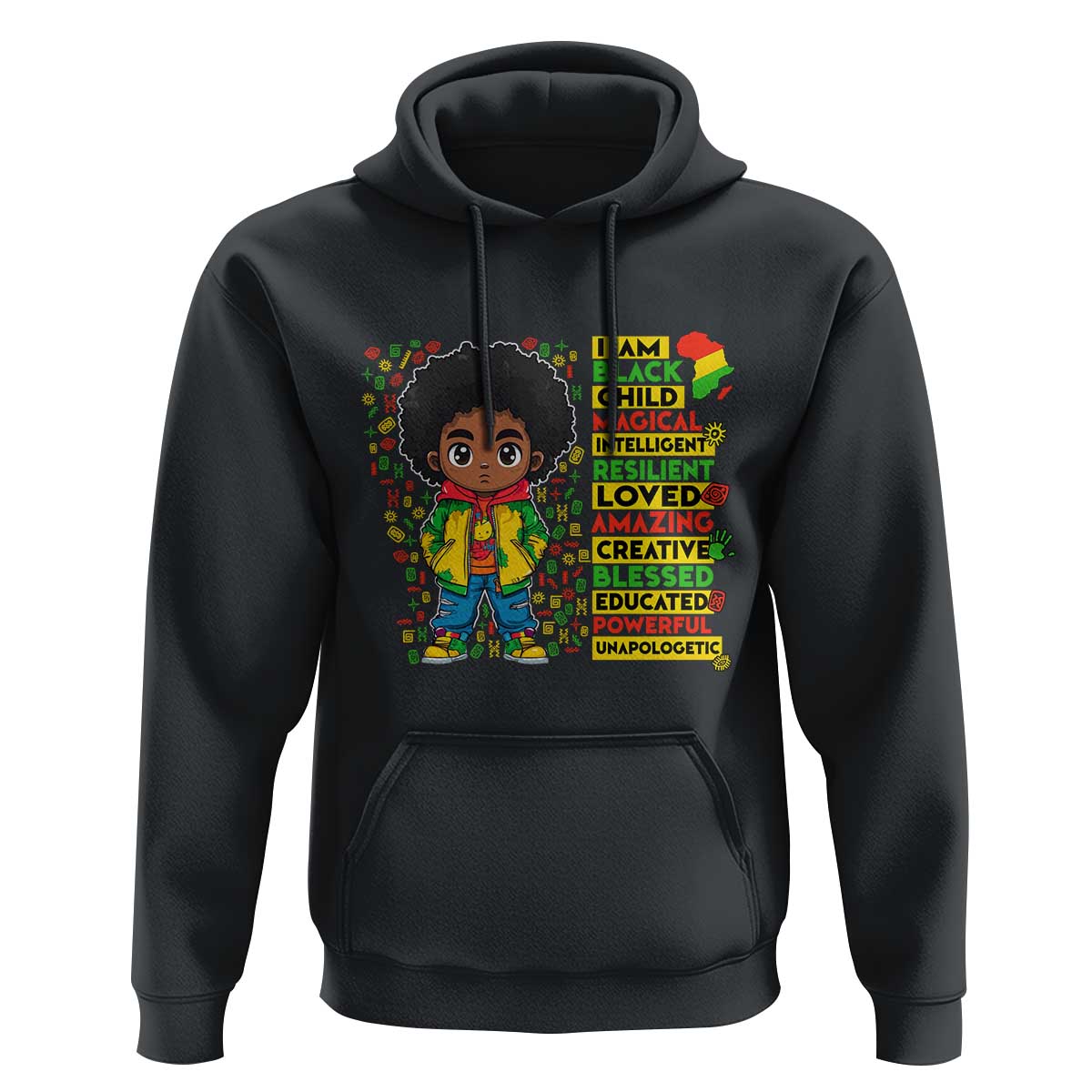 I Am Black Child Hoodie Afro Boy African American Pride Black History Month