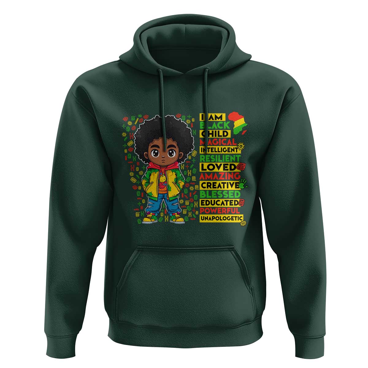 I Am Black Child Hoodie Afro Boy African American Pride Black History Month