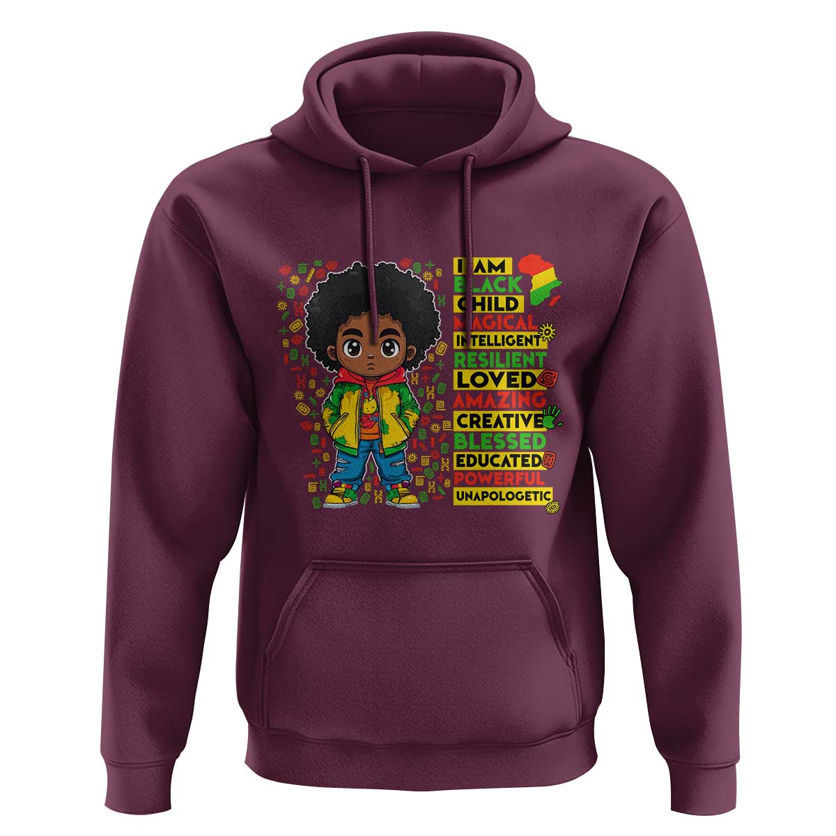 I Am Black Child Hoodie Afro Boy African American Pride Black History Month