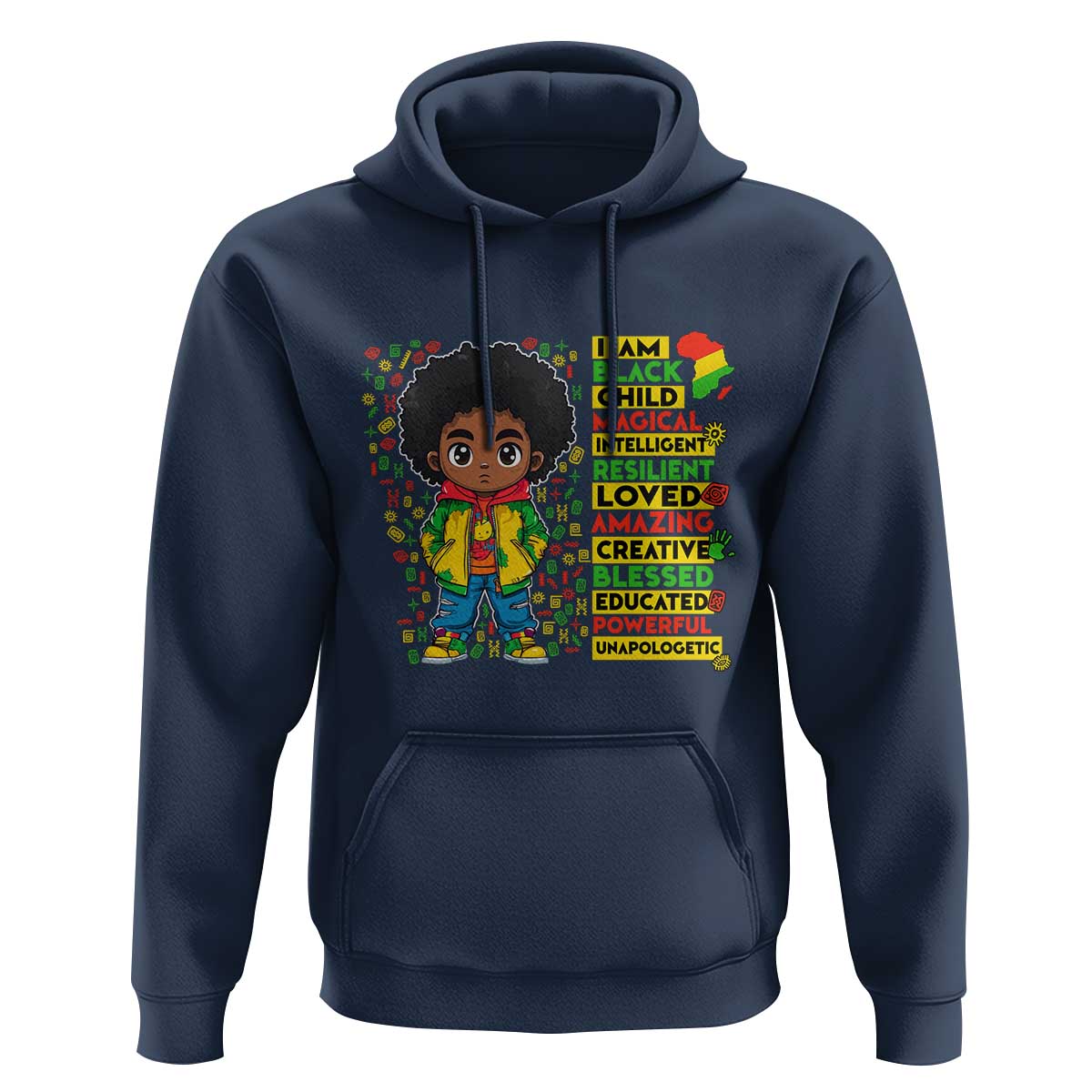 I Am Black Child Hoodie Afro Boy African American Pride Black History Month