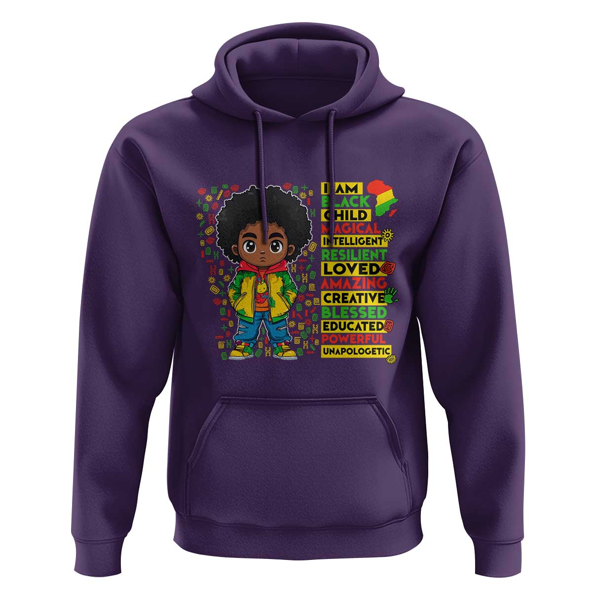 I Am Black Child Hoodie Afro Boy African American Pride Black History Month