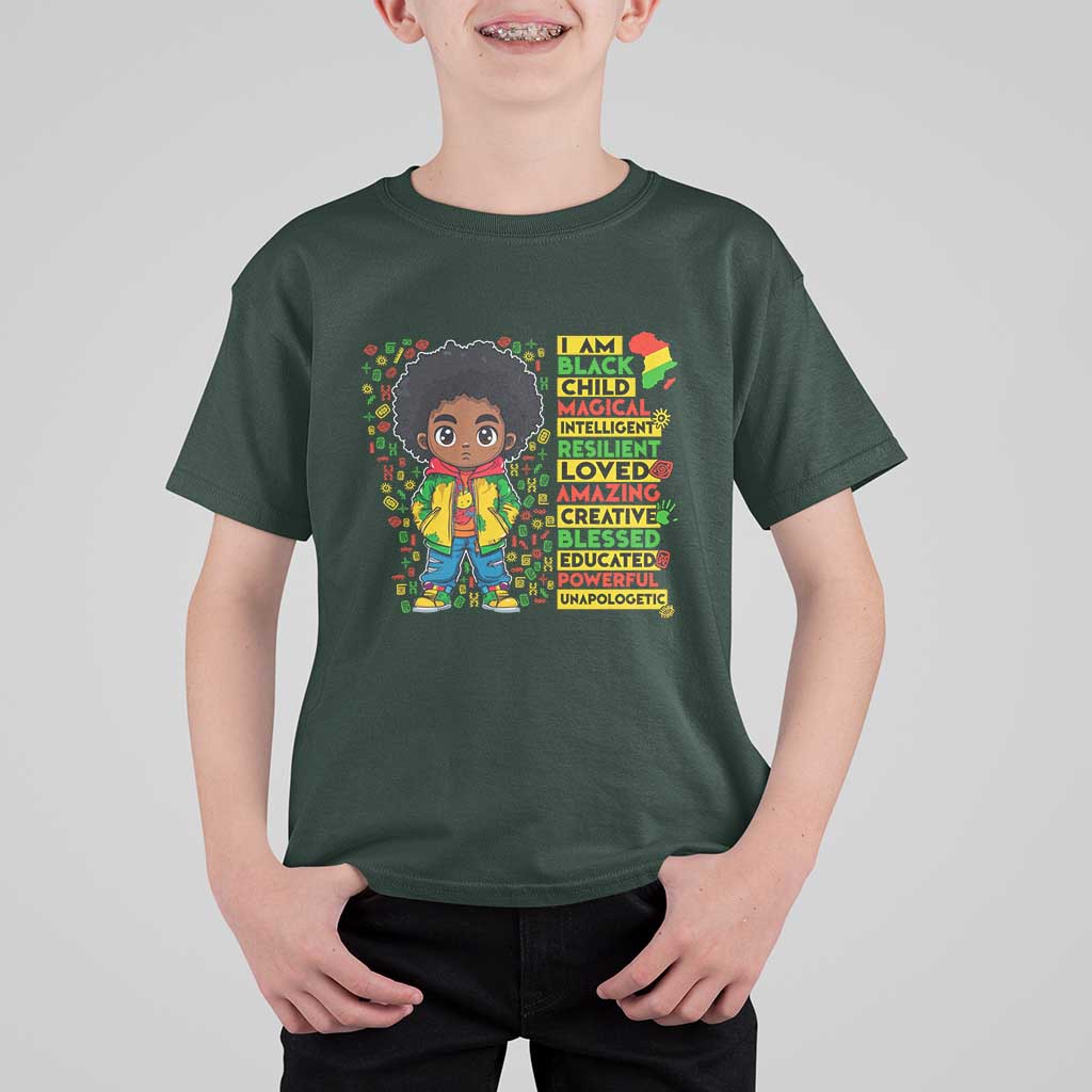 I Am Black Child T Shirt For Kid Afro Boy African American Pride Black History Month