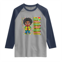 I Am Black Child Raglan Shirt Afro Boy African American Pride Black History Month