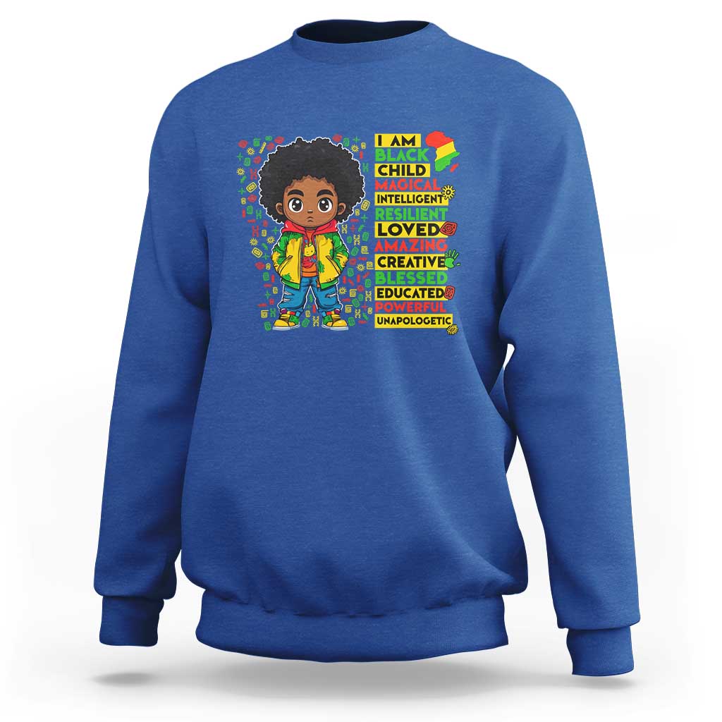I Am Black Child Sweatshirt Afro Boy African American Pride Black History Month