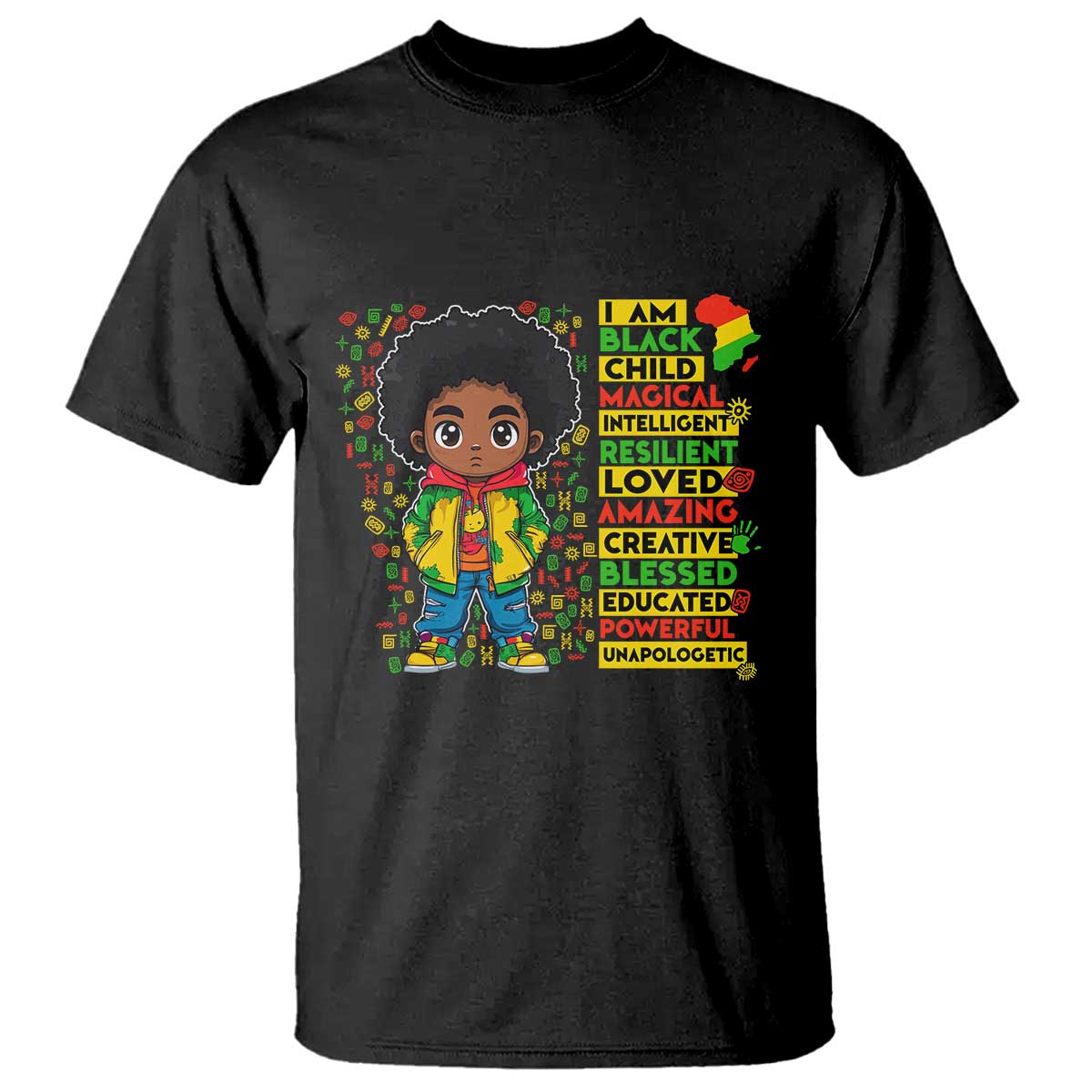I Am Black Child T Shirt Afro Boy African American Pride Black History Month