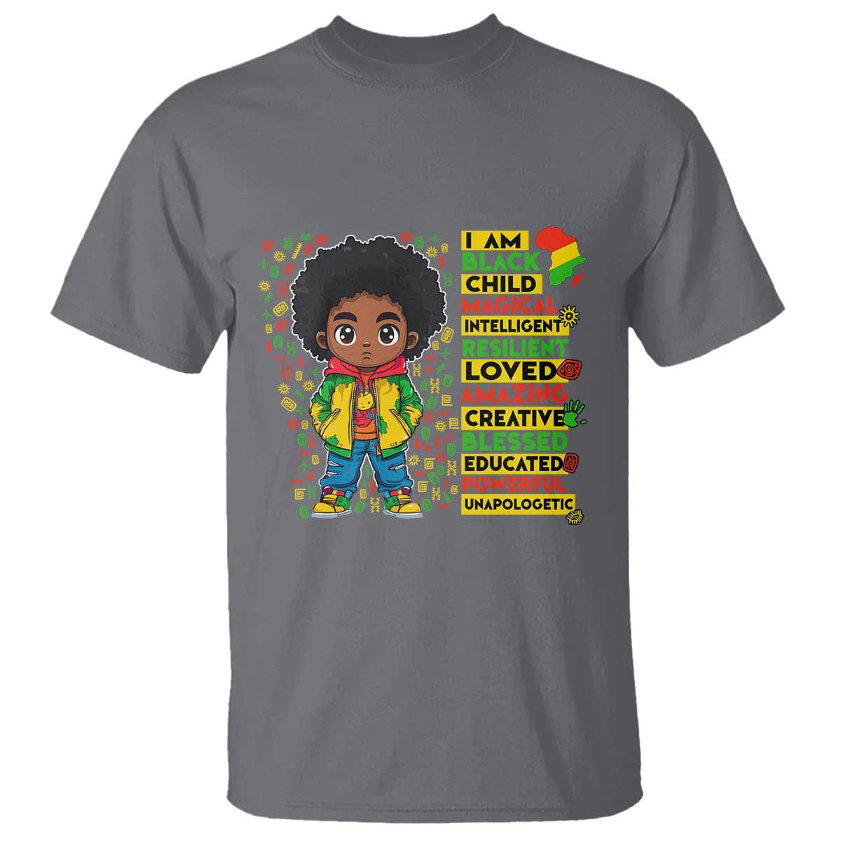 I Am Black Child T Shirt Afro Boy African American Pride Black History Month