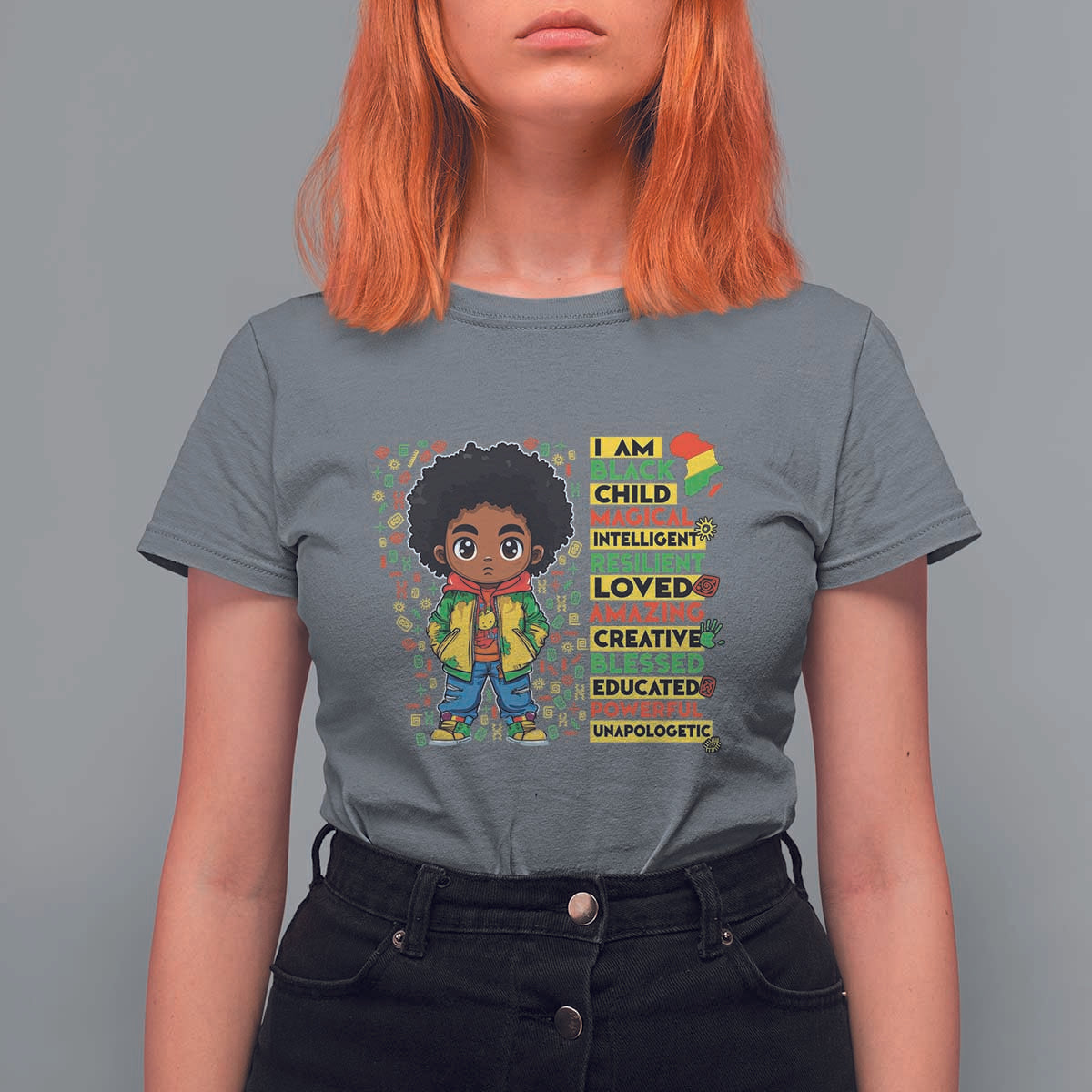 I Am Black Child T Shirt For Women Afro Boy African American Pride Black History Month