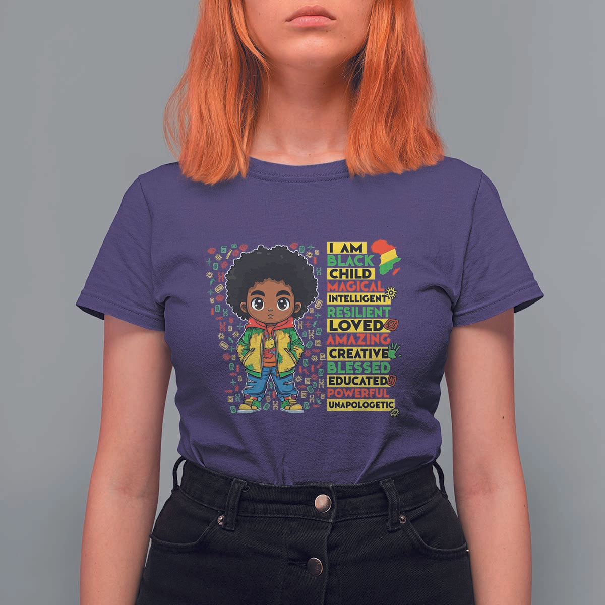 I Am Black Child T Shirt For Women Afro Boy African American Pride Black History Month