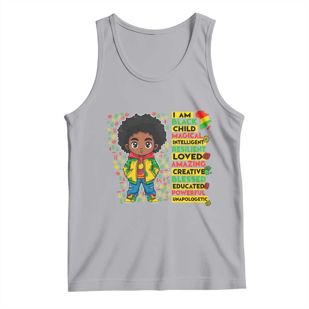 I Am Black Child Tank Top Afro Boy African American Pride Black History Month