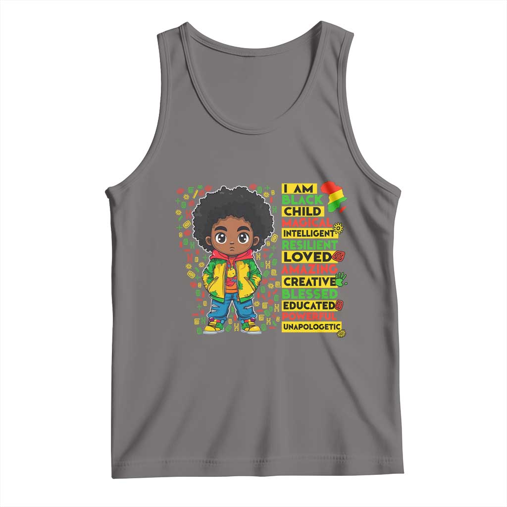 I Am Black Child Tank Top Afro Boy African American Pride Black History Month