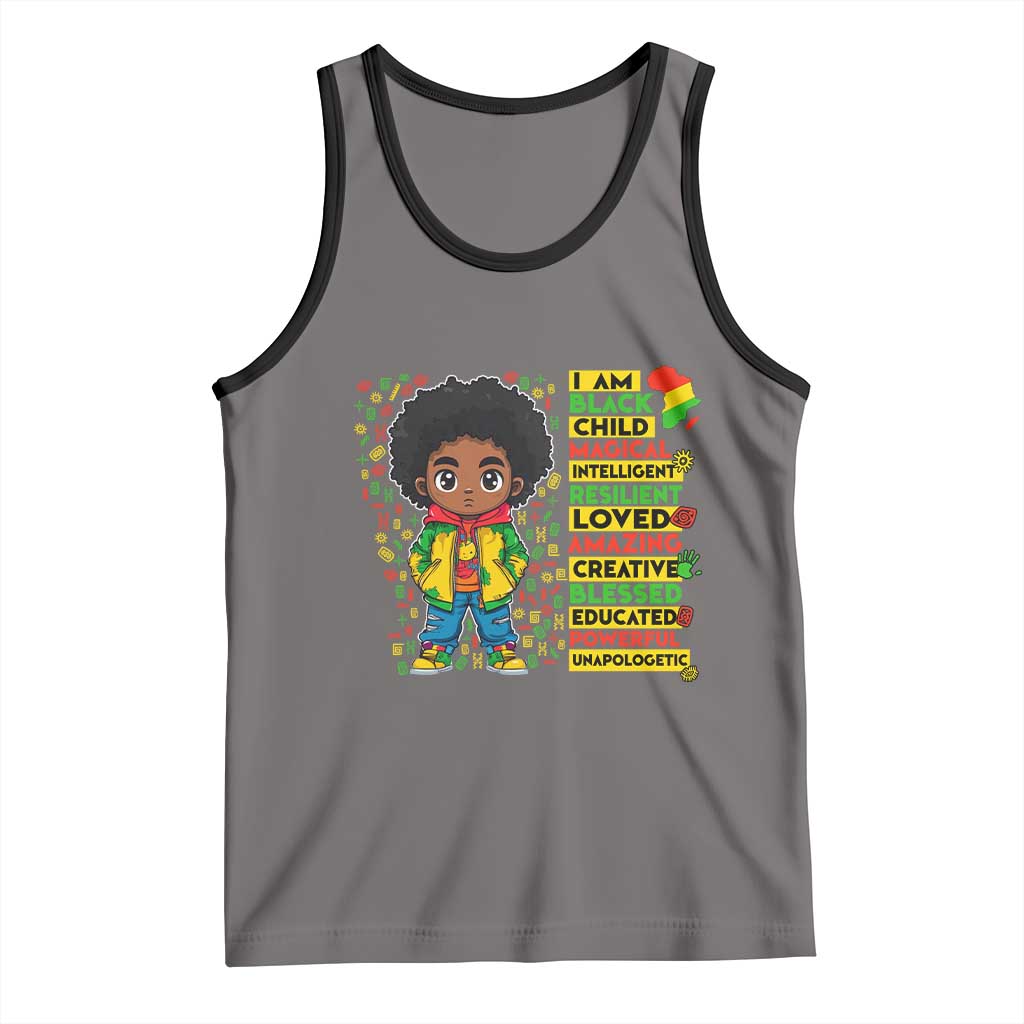 I Am Black Child Tank Top Afro Boy African American Pride Black History Month