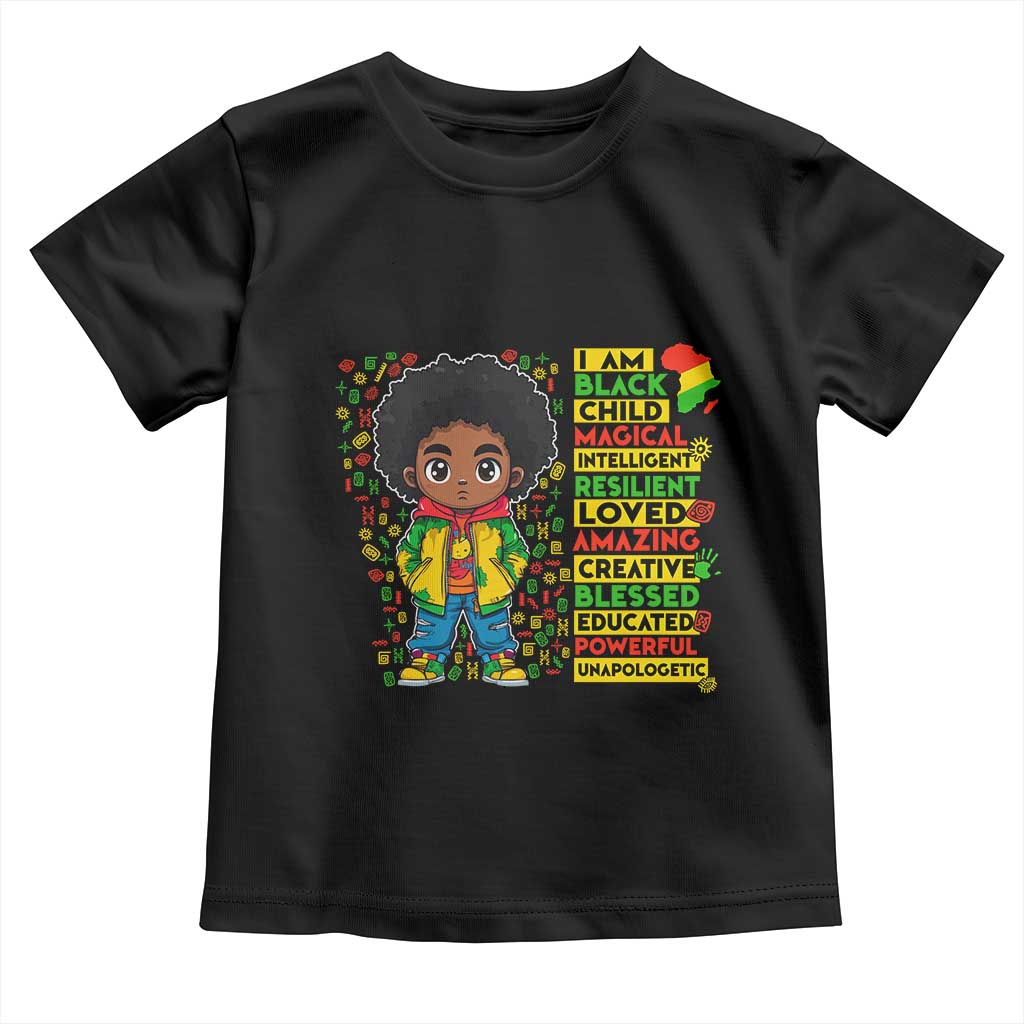 I Am Black Child Toddler T Shirt Afro Boy African American Pride Black History Month
