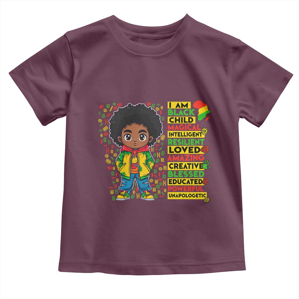 I Am Black Child Toddler T Shirt Afro Boy African American Pride Black History Month