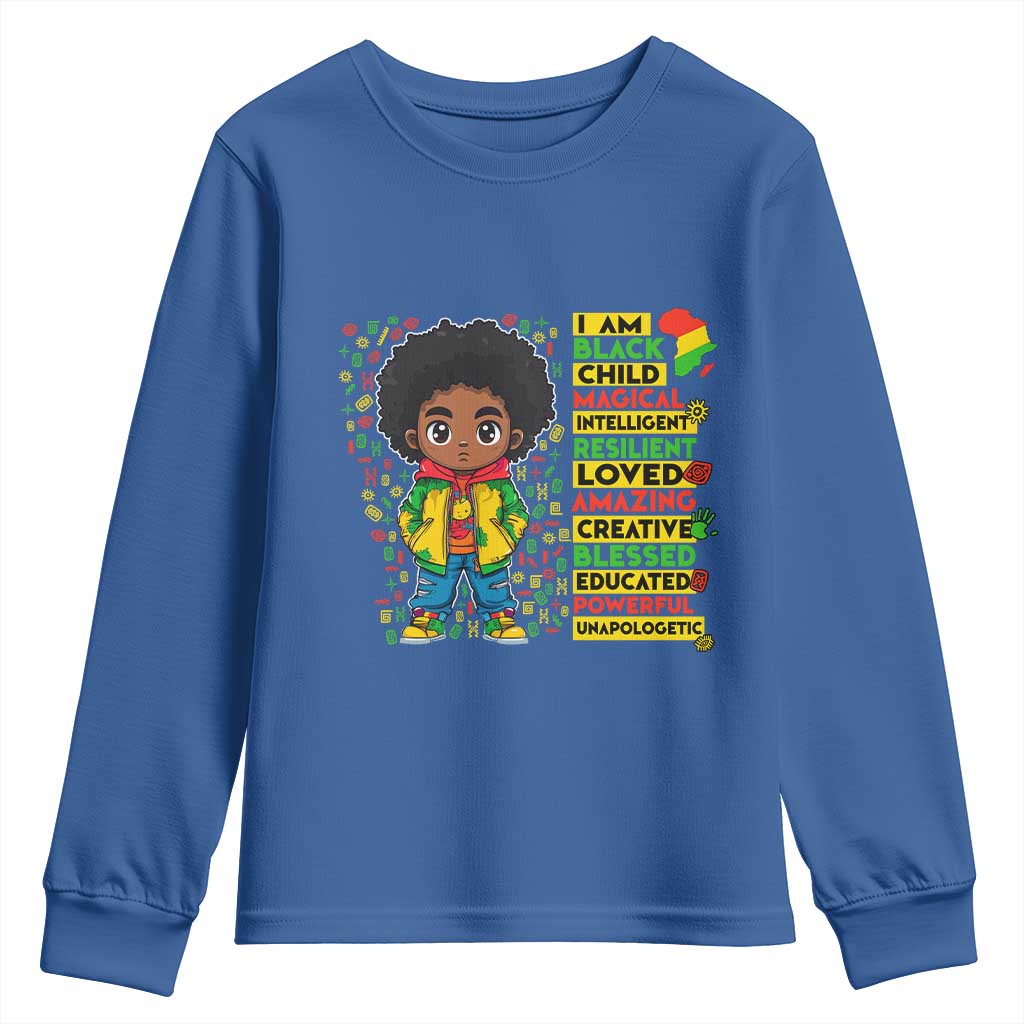 I Am Black Child Youth Sweatshirt Afro Boy African American Pride Black History Month