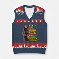 I Am Black Woman V-Neck Knit Sweater Vest Locd African American Pride Black History Month - Wonder Print Shop