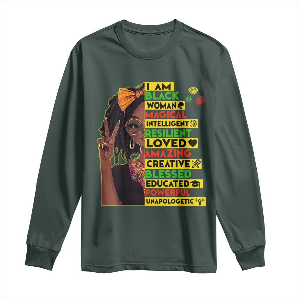 I Am Black Woman Long Sleeve Shirt Locd African American Pride Black History Month