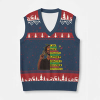 I Am Black Man V-Neck Knit Sweater Vest Cool Locd African American Pride Black History Month - Wonder Print Shop