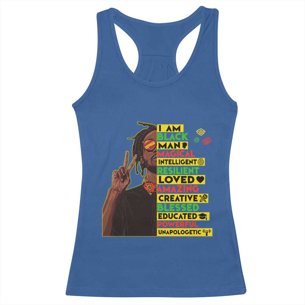 I Am Black Man Racerback Tank Top Cool Locd African American Pride Black History Month