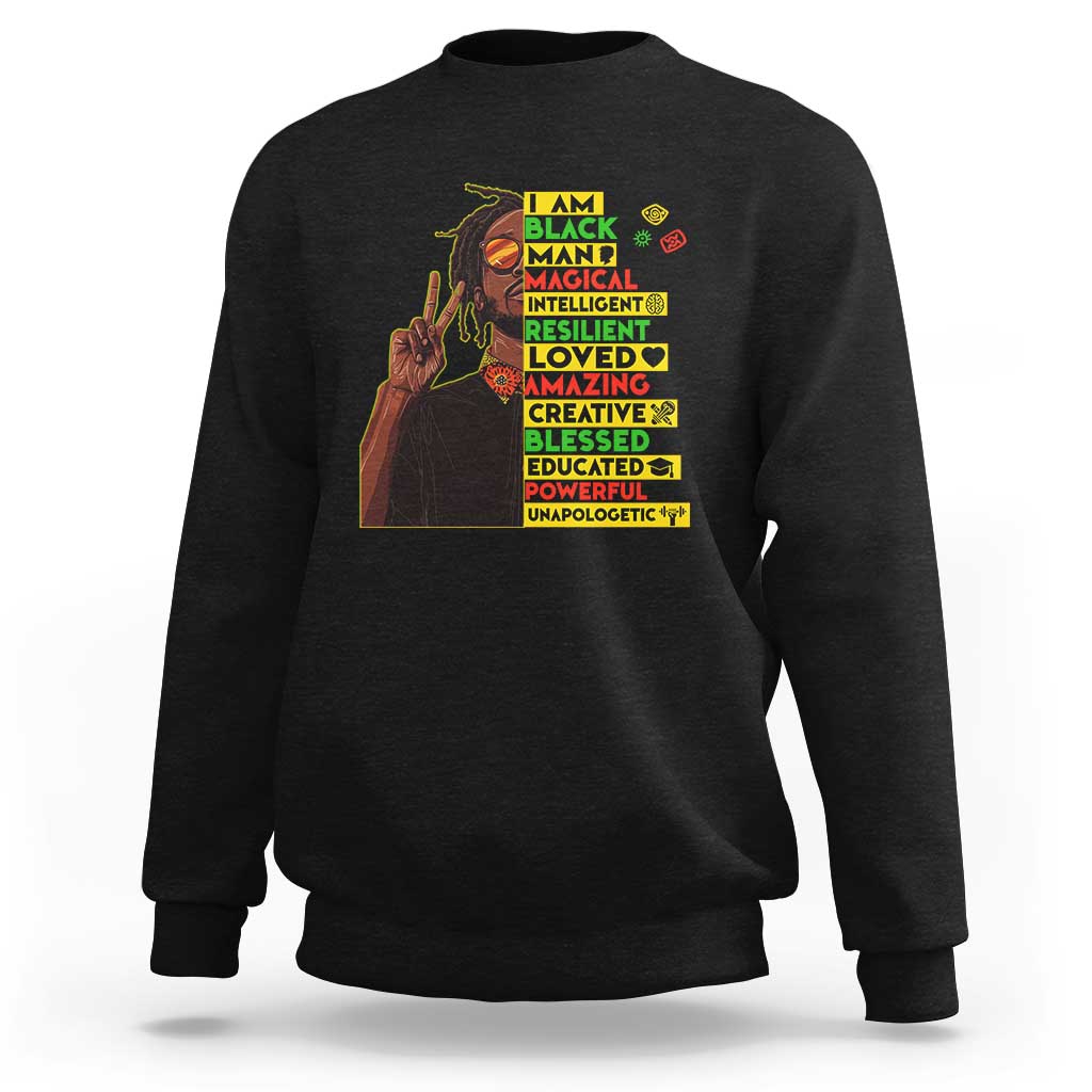 I Am Black Man Sweatshirt Cool Locd African American Pride Black History Month
