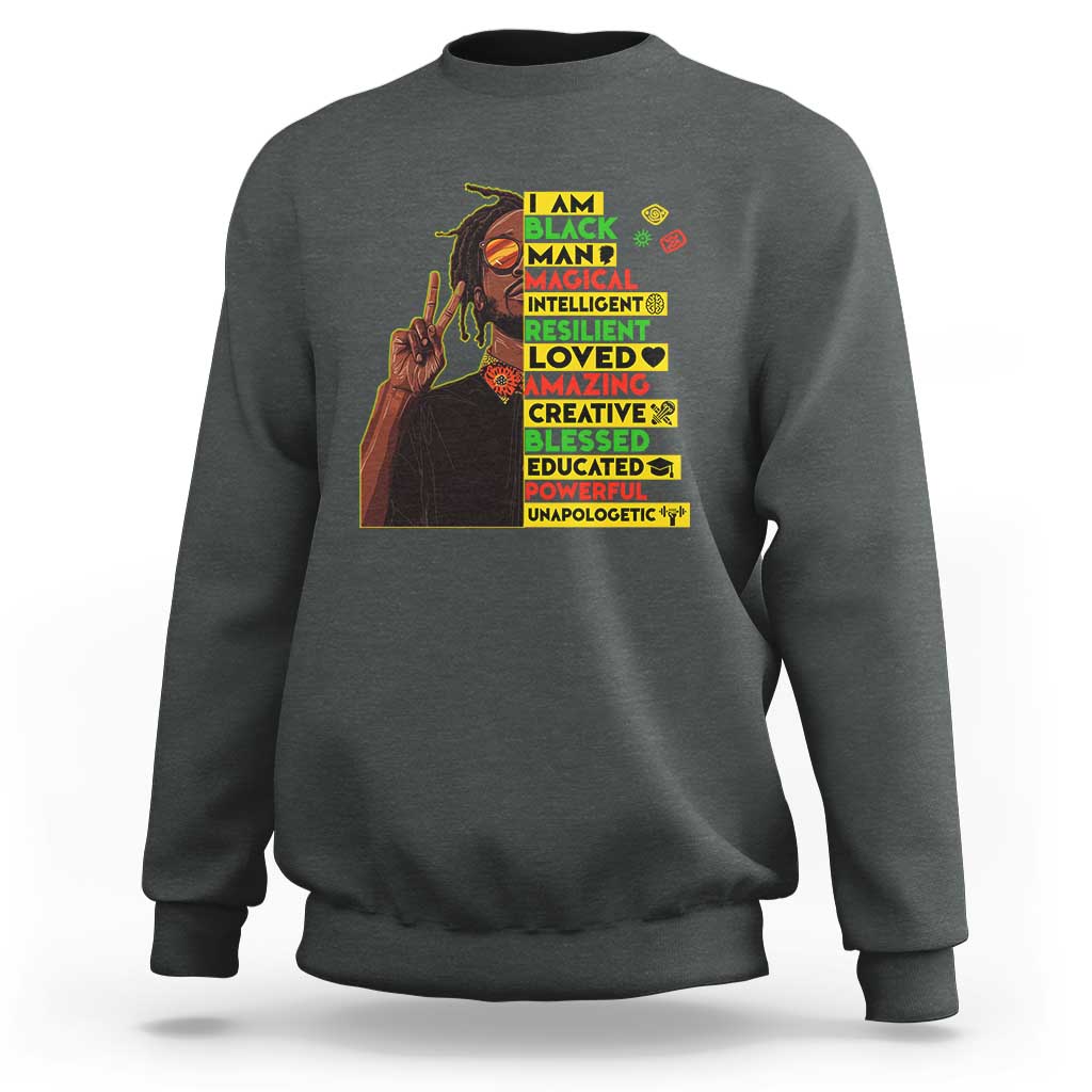 I Am Black Man Sweatshirt Cool Locd African American Pride Black History Month
