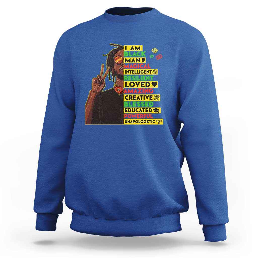 I Am Black Man Sweatshirt Cool Locd African American Pride Black History Month