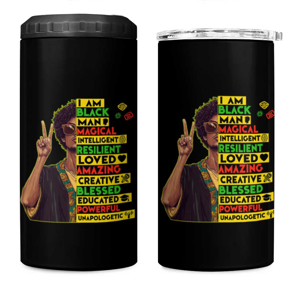 I Am Black Woman 4 in 1 Can Cooler Tumbler Afro African American Pride Black History Month
