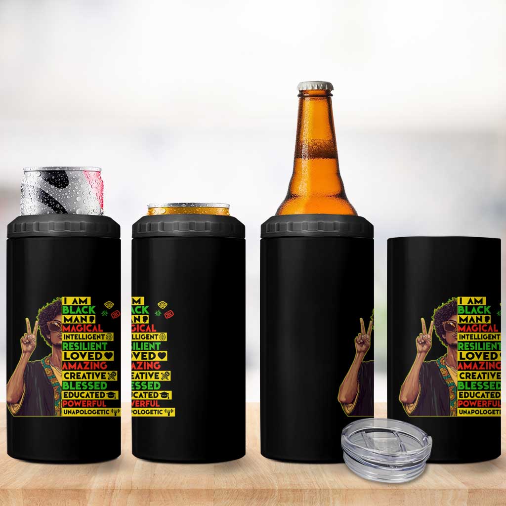 I Am Black Woman 4 in 1 Can Cooler Tumbler Afro African American Pride Black History Month