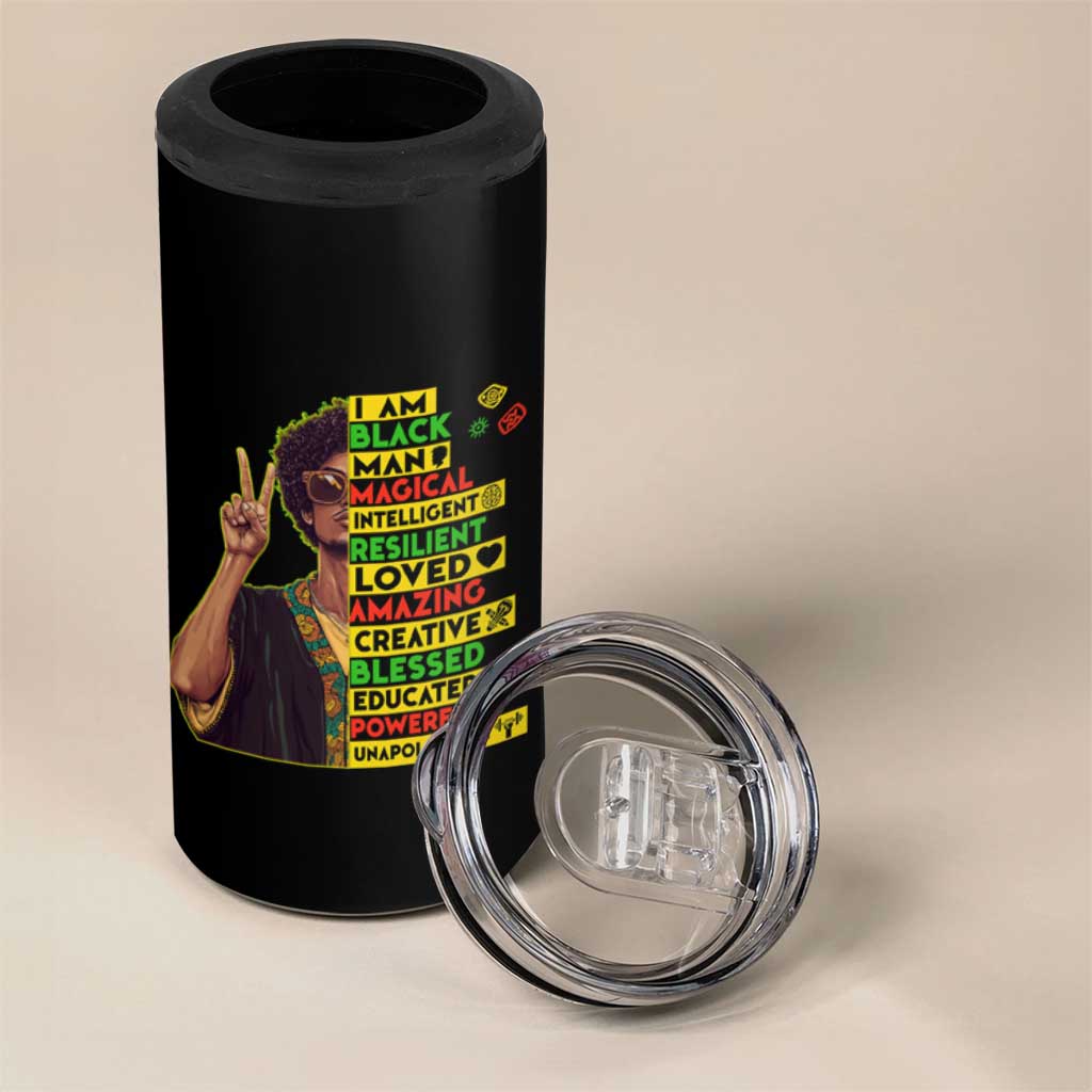 I Am Black Woman 4 in 1 Can Cooler Tumbler Afro African American Pride Black History Month