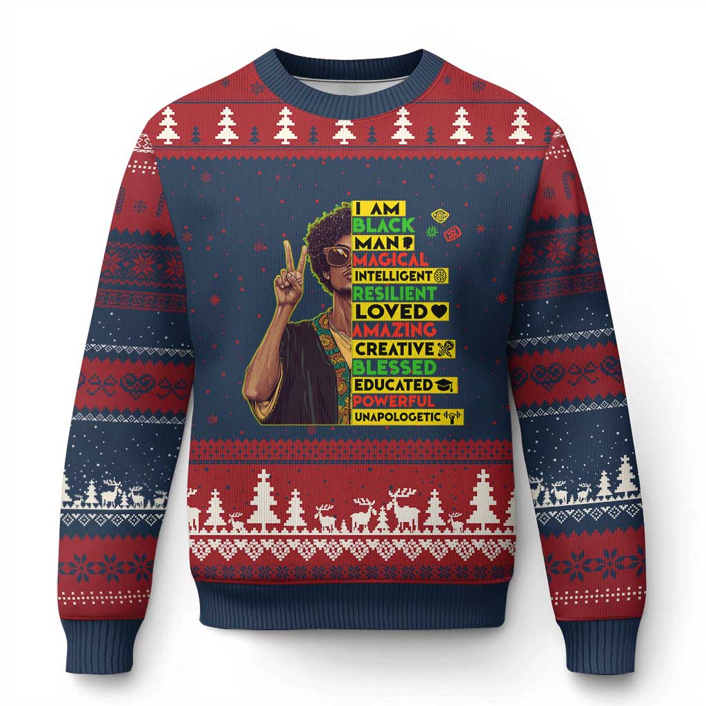I Am Black Woman Ugly Christmas Sweater Afro African American Pride Black History Month - Wonder Print Shop