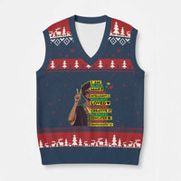 I Am Black Woman V-Neck Knit Sweater Vest Afro African American Pride Black History Month - Wonder Print Shop