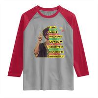 I Am Black Woman Raglan Shirt Afro African American Pride Black History Month