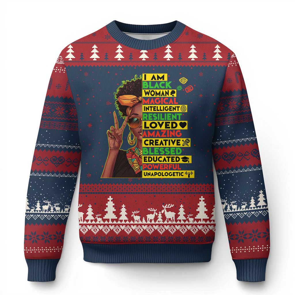 I Am Black Man Ugly Christmas Sweater Afro African American Pride Black History Month - Wonder Print Shop