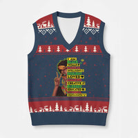 I Am Black Man V-Neck Knit Sweater Vest Afro African American Pride Black History Month - Wonder Print Shop