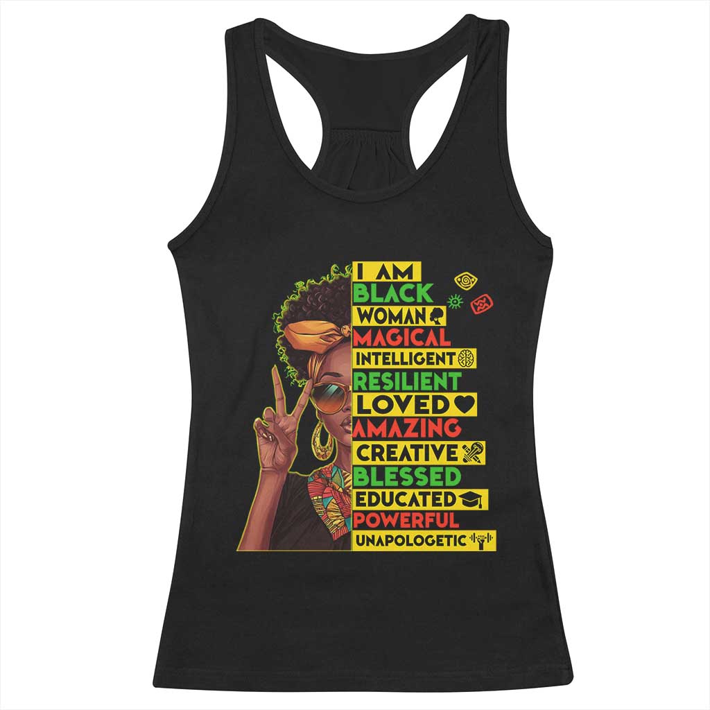 I Am Black Man Racerback Tank Top Afro African American Pride Black History Month