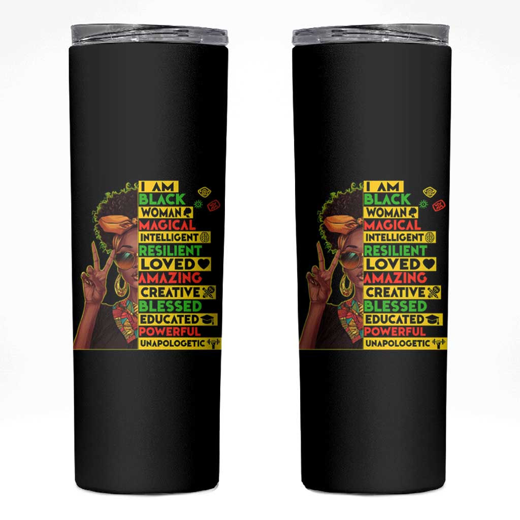I Am Black Man Skinny Tumbler Afro African American Pride Black History Month