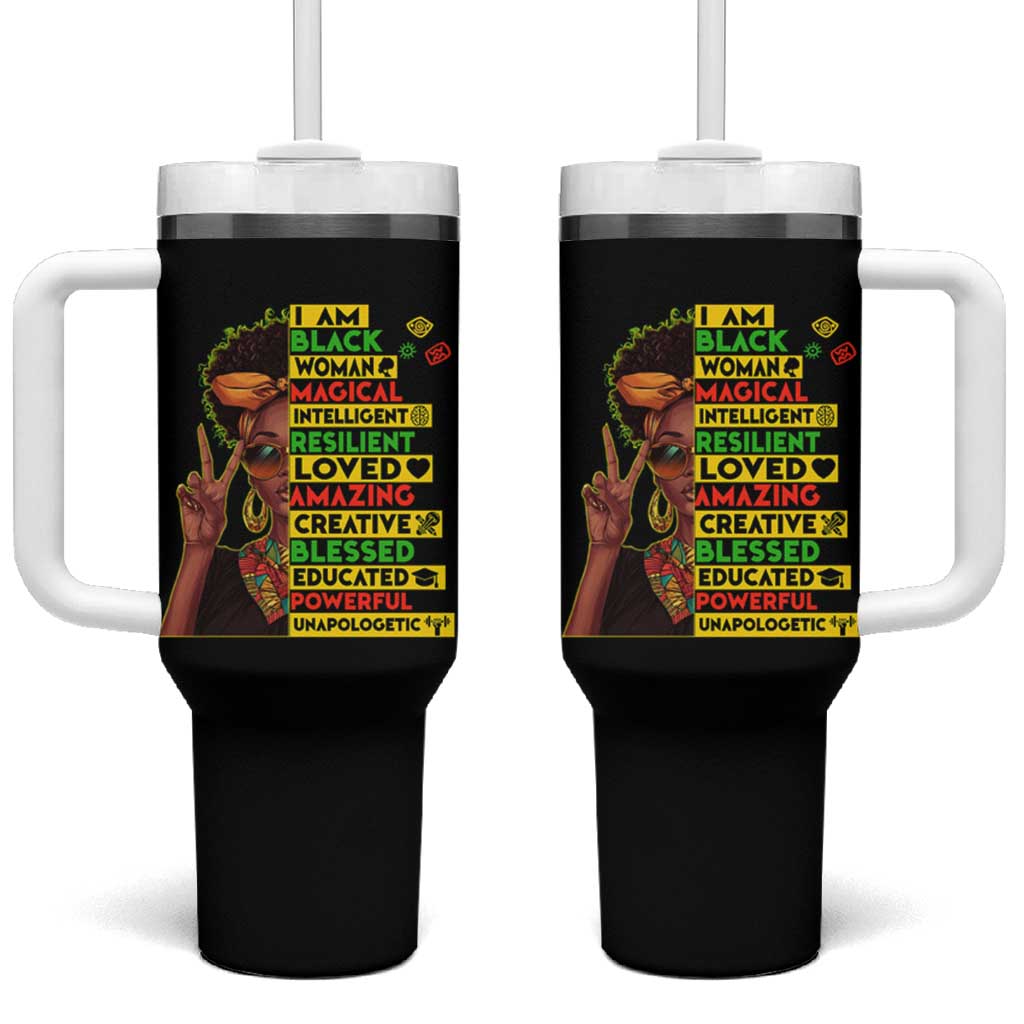 I Am Black Man Tumbler With Handle Afro African American Pride Black History Month