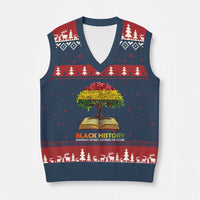 Black History Month V-Neck Knit Sweater Vest Honoring The Past Inspiring The Future African American Roots Pride - Wonder Print Shop