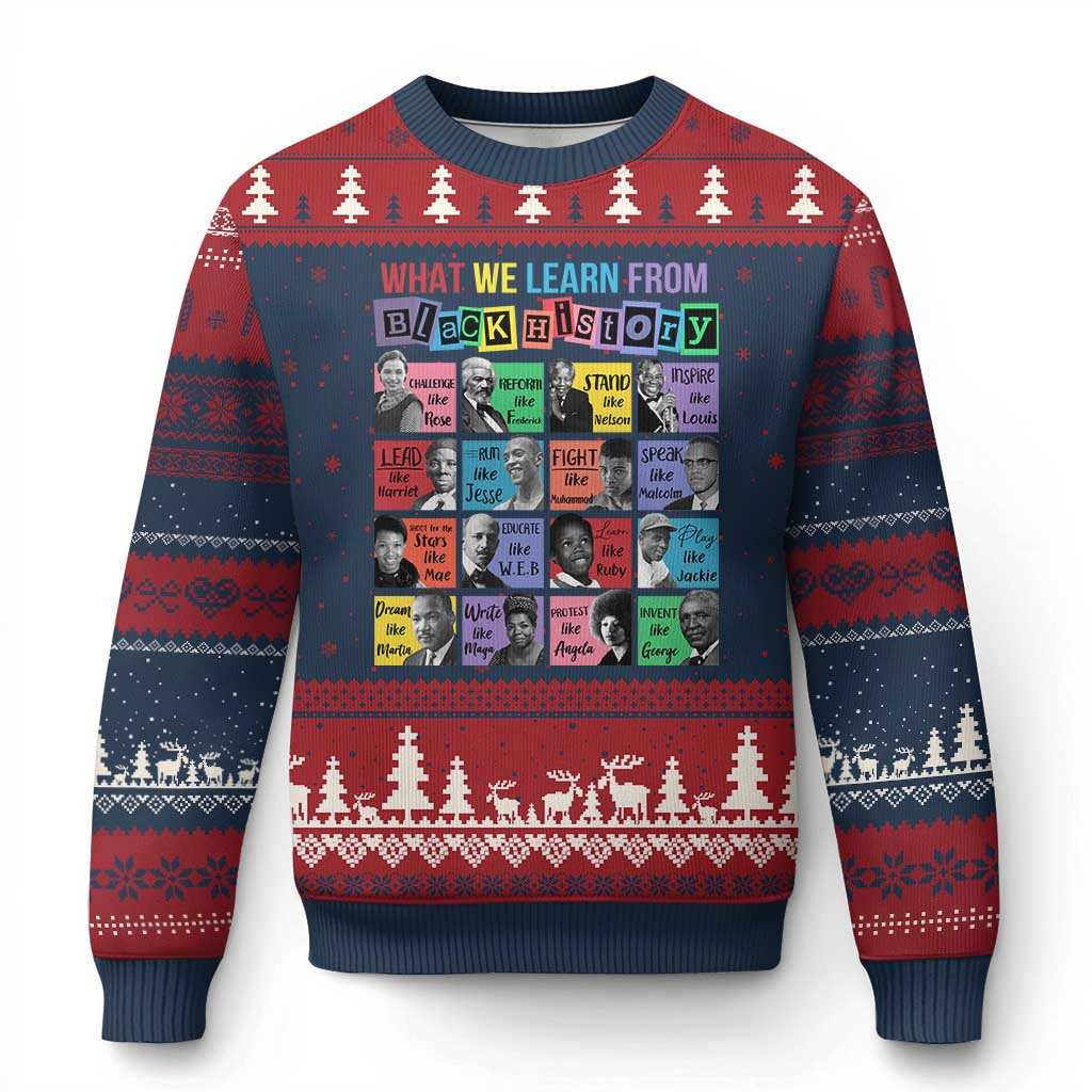 What We Learn From Black History Ugly Christmas Sweater Black Civil Rights Leaders - Wonder Print Shop