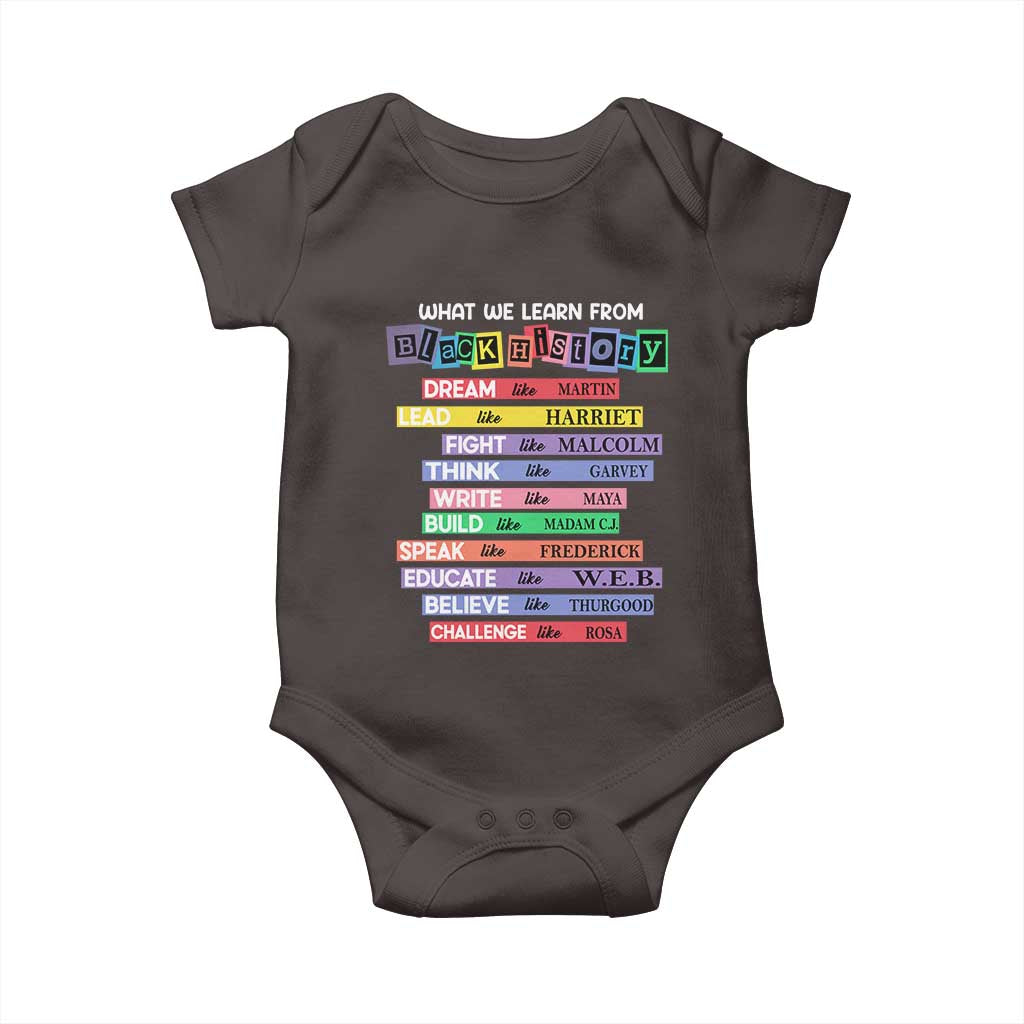 What We Learn From Black History Baby Onesie Celebration African American Roots Pride TS02