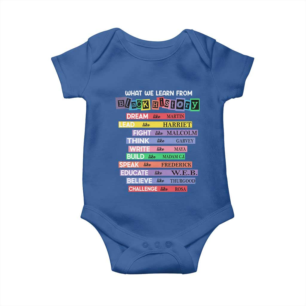 What We Learn From Black History Baby Onesie Celebration African American Roots Pride TS02