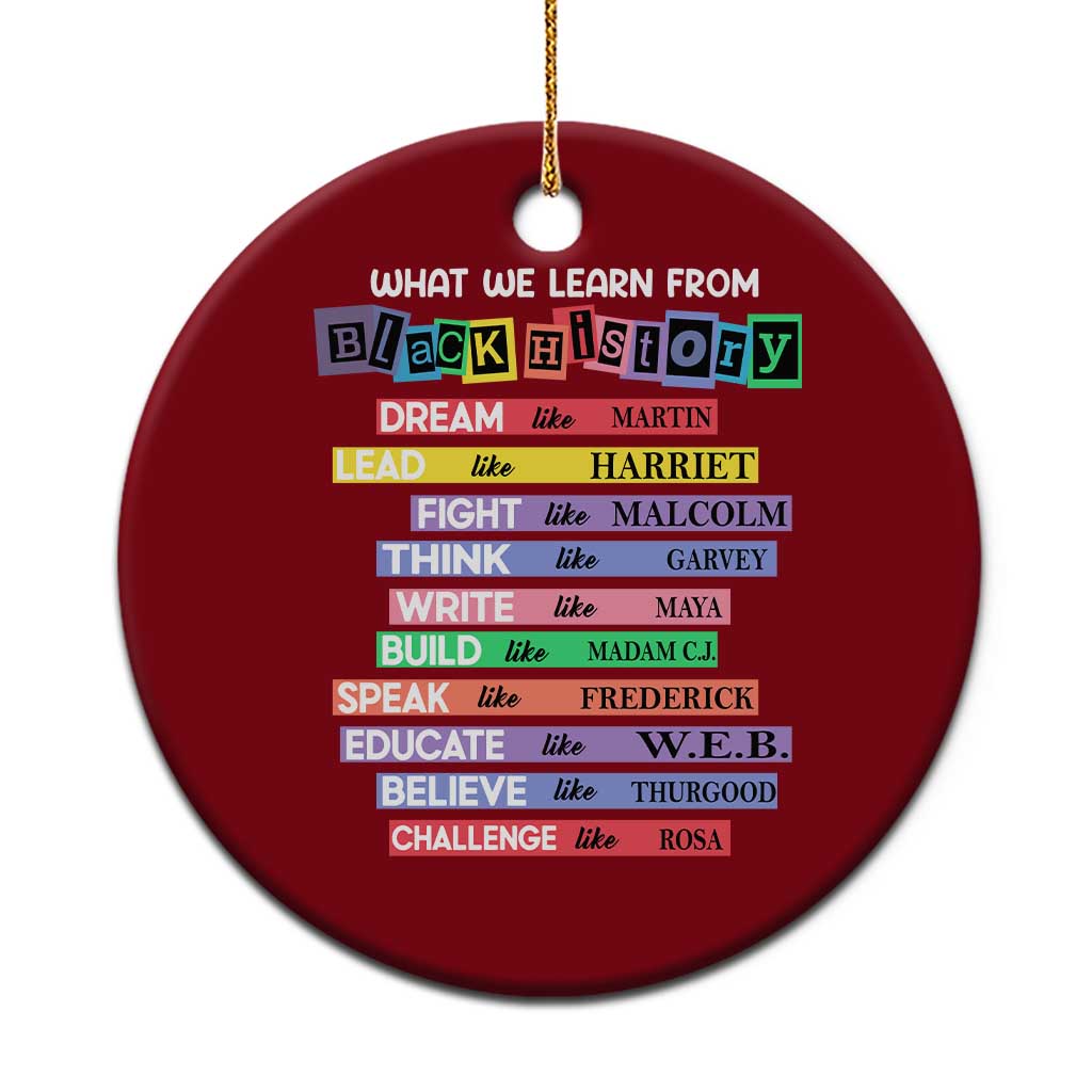 What We Learn From Black History Ceramic Ornament Celebration African American Roots Pride - Wonder Print Shop